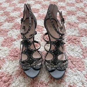 Vince Camuto Crista Black Strappy Embellished Platform Heels